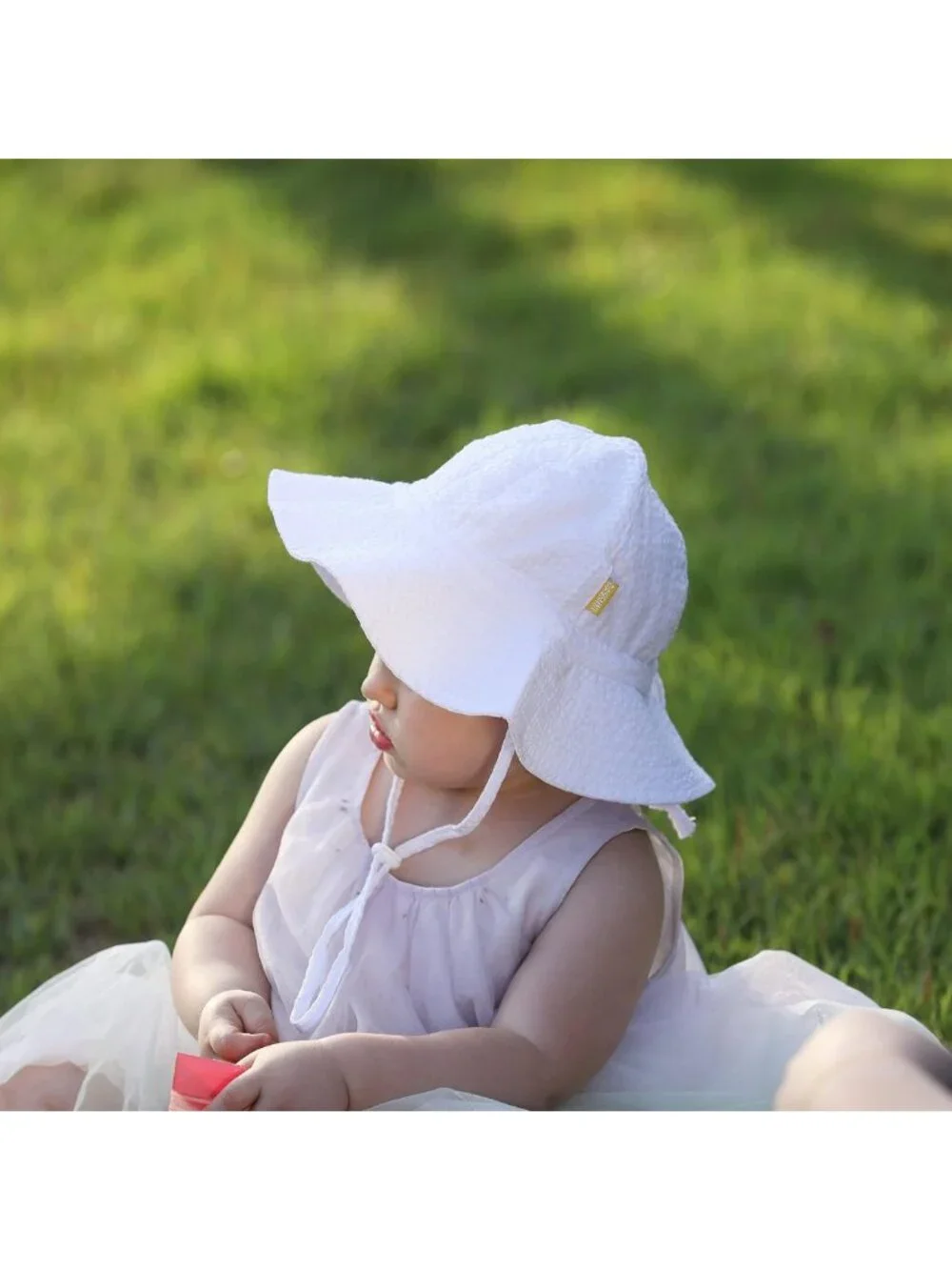 Cute Adjustable Wide Brim Sun Hat for Baby & Toddler - UPF 50+ Seersucker Bucket